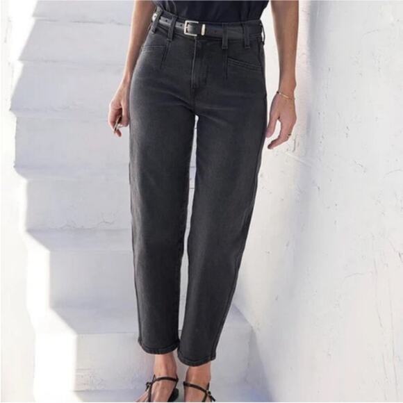 AYR The Beat Barrel Leg Jeans Uni Black Ankle Crop Denim Trouser Cut NEW sz 33 - Picture 1 of 10